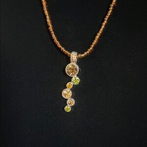 3/$25 🍀Lia Sophia NWOT Beaded Necklace with Gold and Green Crystal Pendant